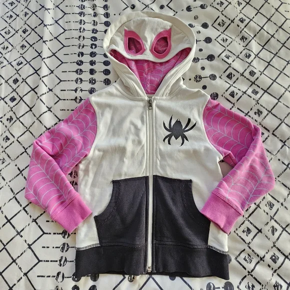 Hanna Andersson X Marvel Spider Gwen Full-zip Hoodie Sweatshirt, Size 110/5 - Picture 2 of 4